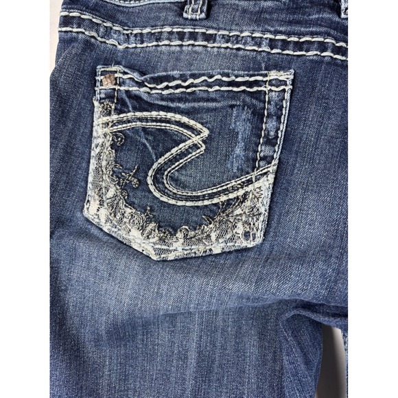 Silver Jeans Co Aiko Bootcut Distressed Thick Stitch Embroidered W32 L33 - Picture 4 of 6